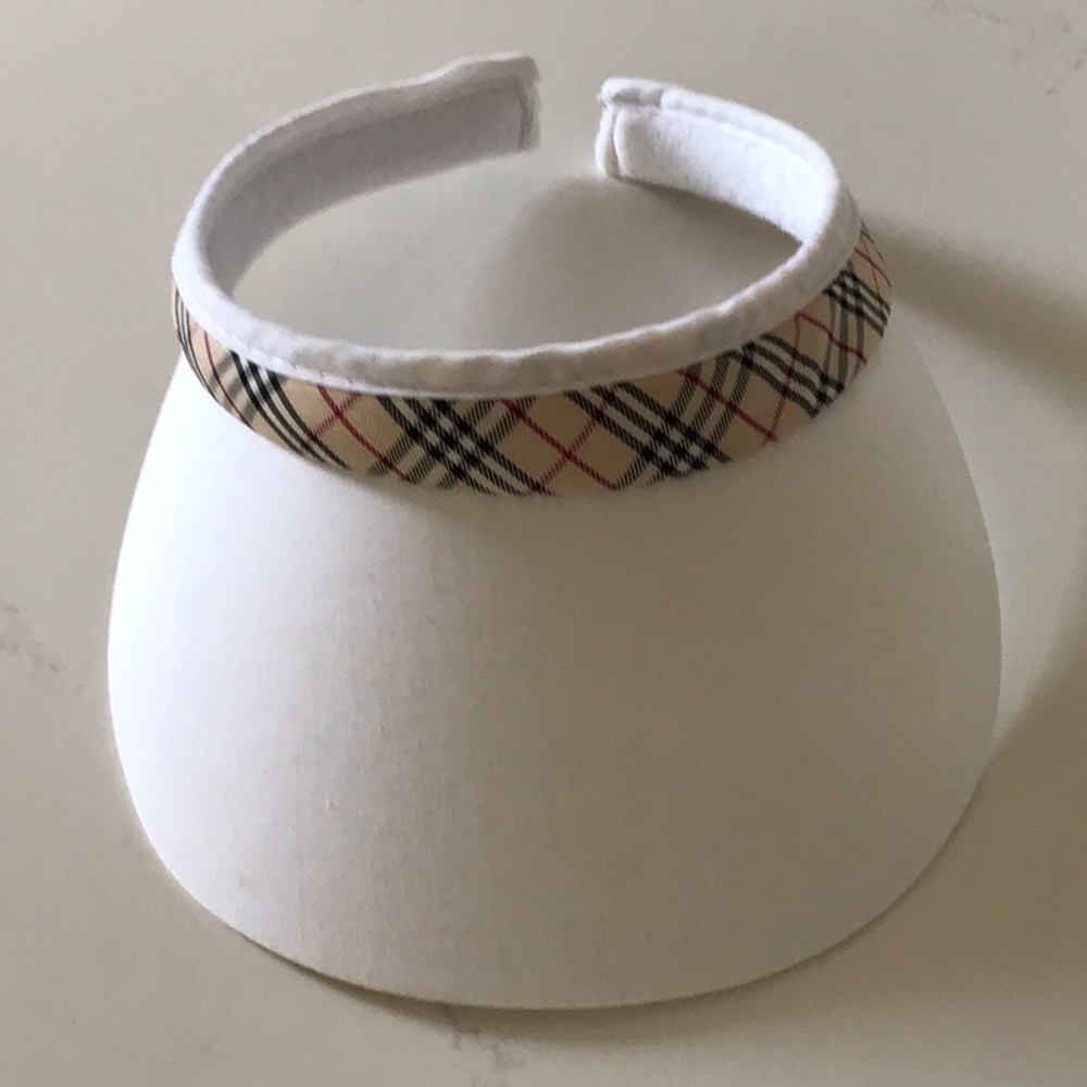 Plaid Trim White Kids Sun Visor
